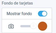 Sección Fondo de tarjetas con la casilla Mostrar fondo activada